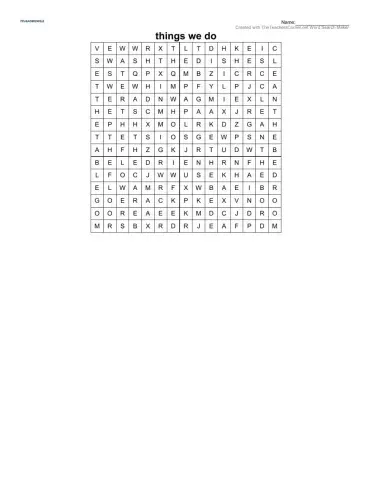 Wordsearch -Housework-