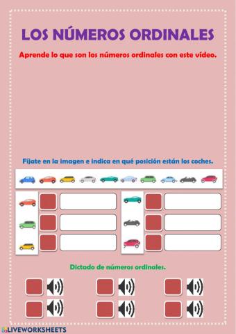 Los números ordinales 1º