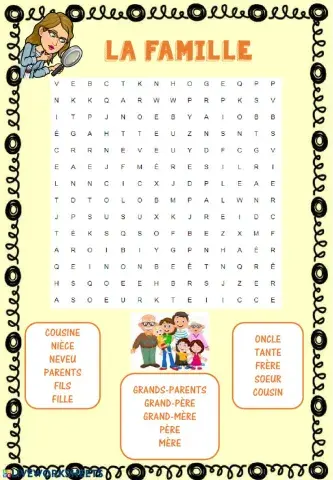 Sopa de letras LA FAMILLE