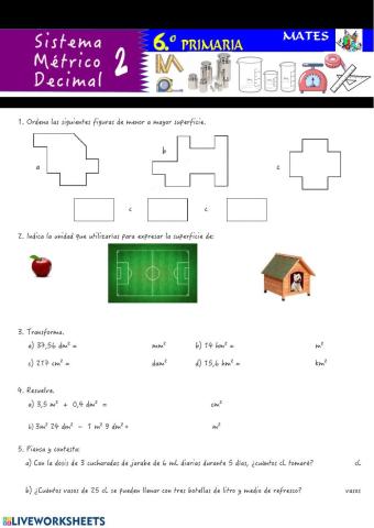 Sistema métrico decimal (superficie, volumen y capacidad)