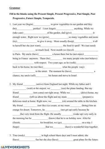 Grammar including Temporals