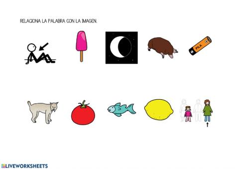 Une la palabra con su imagen correspondiente