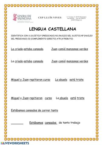 Sujeto predicaco cd y atributo