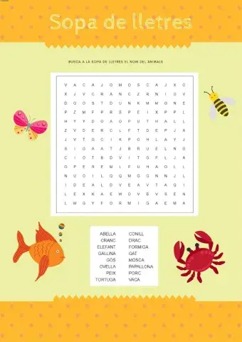 sopa de lletres animals