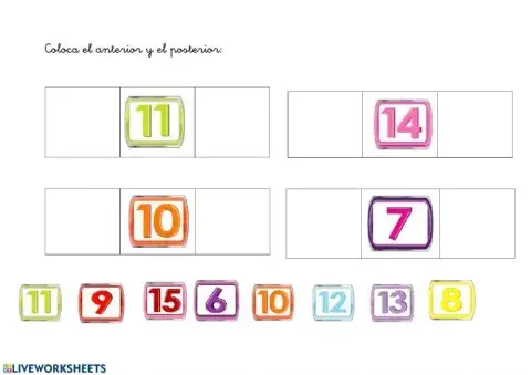 Ordenar de menor a mayor y anterior y posterior