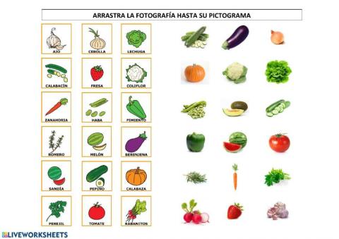 Relacionar verduras 3