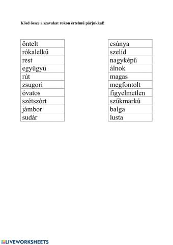 Rokon értelmű szavak