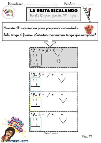 Ficha 1 (Cara A) RESTA ESCALANDO (Nivel 2) OAOA