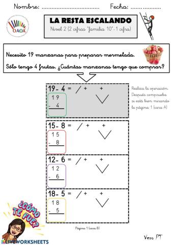 Ficha 1 (Cara B) RESTA ESCALANDO (Nivel 2) OAOA