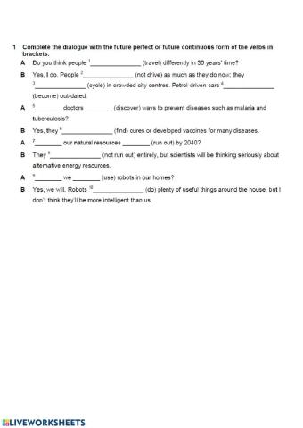 Future perfect vs future continuous