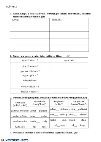 Būdvardžio rašymo testas