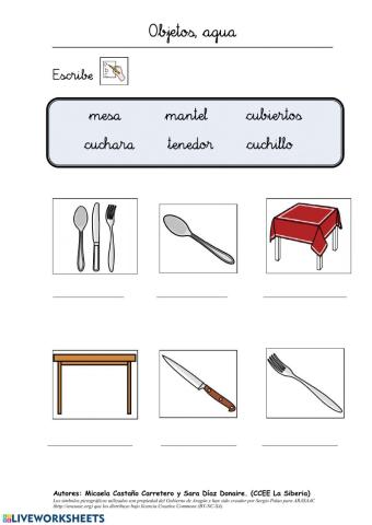 Vocabulario para poner la mesa. 3