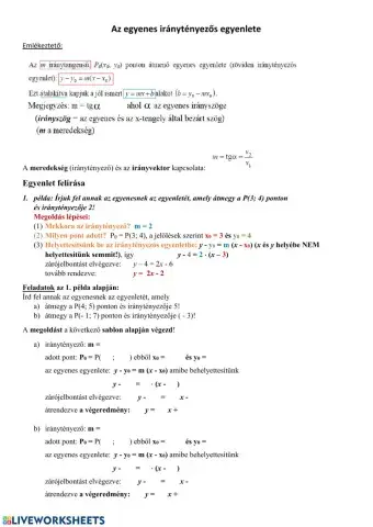 Egyenes iránytényezős egyenlete (1)