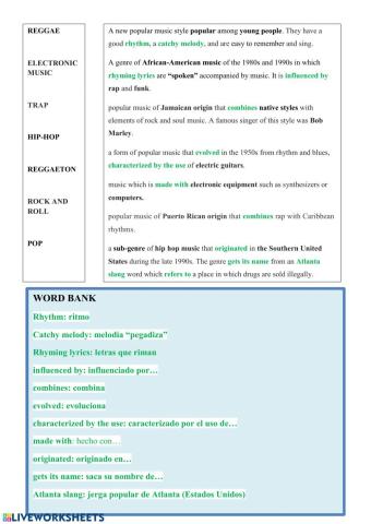 Music genres definitions