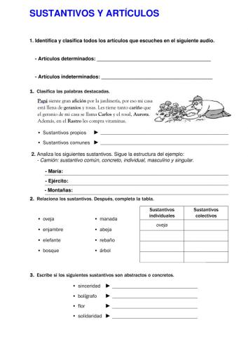 Sustantivos y artículos
