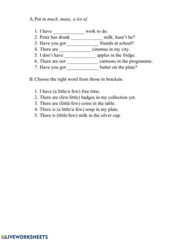 Much-many-a lot of-(a) few- (a) little