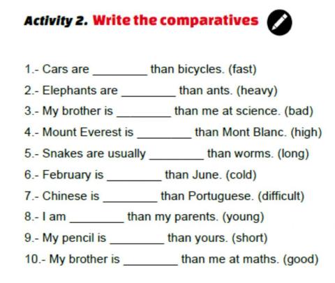 Actv. 2 Write Comparatives