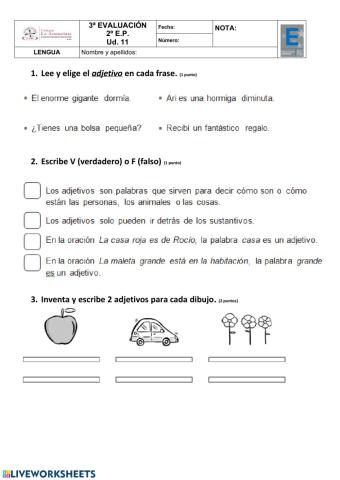 Prueba lengua 2º tema 11