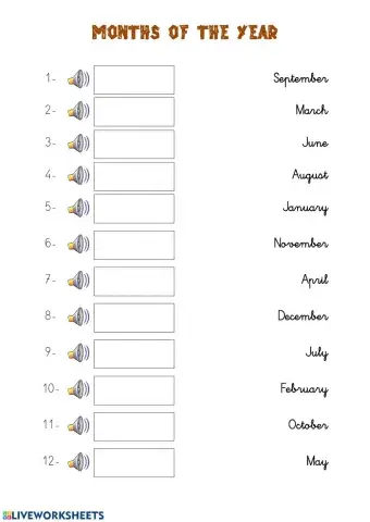 Months of the year 2