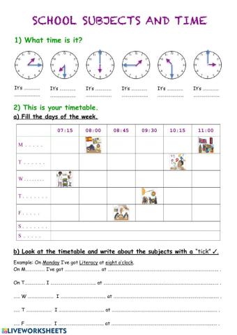 School subjects and time