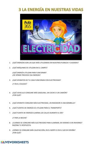 Energía en nuestras vidas