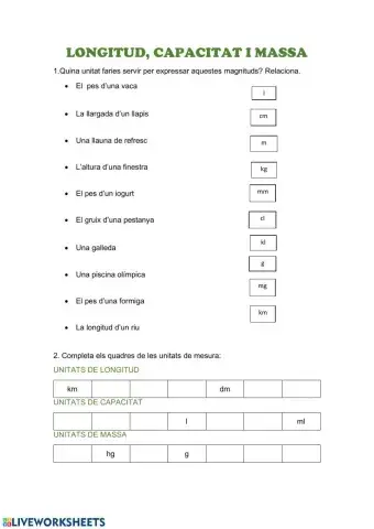 Longitud, massa i capacitat