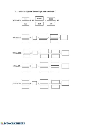 Activitat percentatge