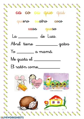 Lectura frase simples ca co cu que qui