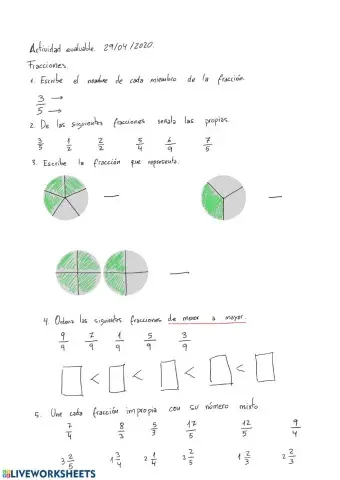 Actividad evaluable fracciones (cuarto)