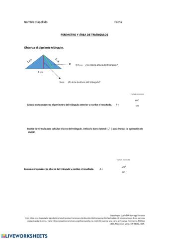 Perímetro y área de triángulos