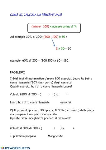 Percentuale esercizi