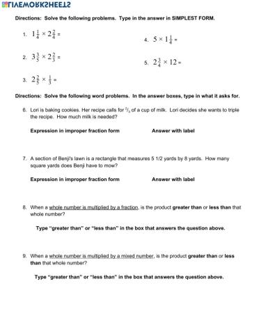 Multiplying Mixed Numbers