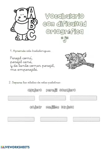 DIFICULTAD ORTOGRÁFICA LETRA j