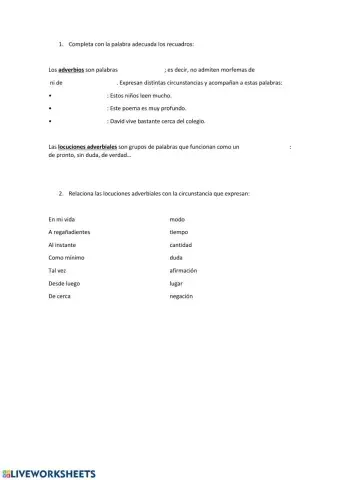 Adverbios y locuciones adverbiales