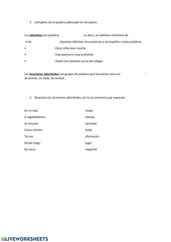 Adverbios y locuciones adverbiales