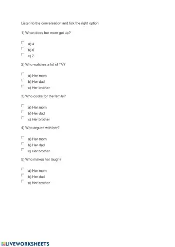 Listening activity What does your family do?