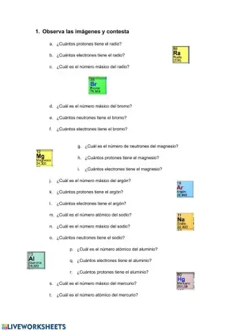 Número atómico y másico