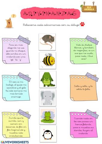 Adivinanzas de animales 1o primaria