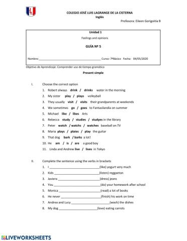 Present simple tense