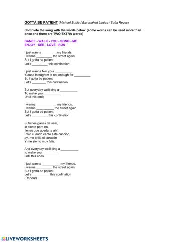 Sing Along GOTTA BE PATIENT