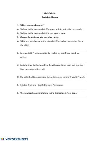 Grammar Videos Mini Quiz 14