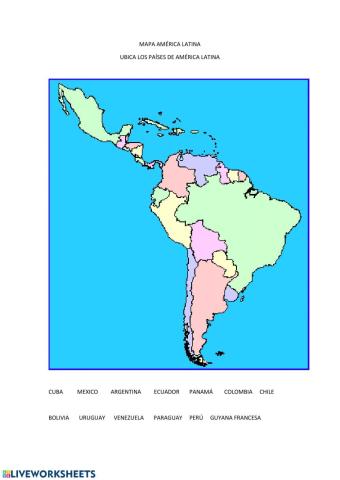 Mapa países América latina