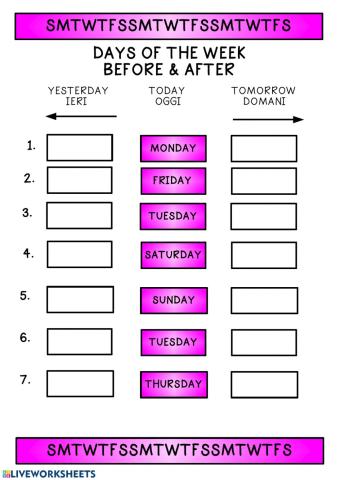 Days of the week