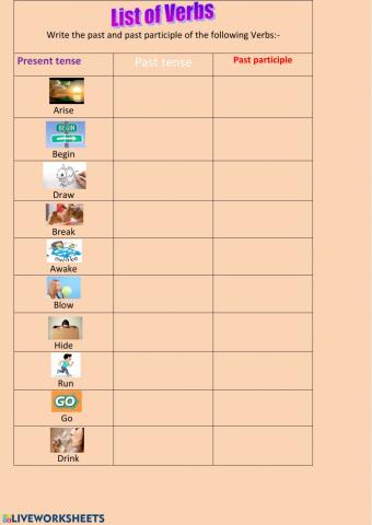 List of verbs part 2