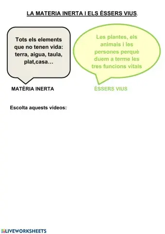 Éssers vius- matèria inerta