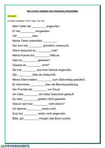 Reflexive Verben und Personalpronomen