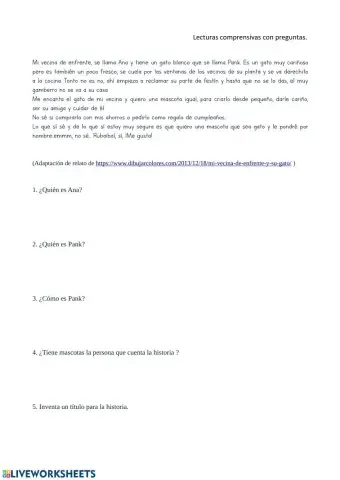 Lectura comprensiva preguntas