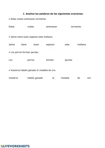 Análisis de palabras de oraciones