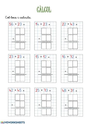 Càlcul de sumes de dues xifres