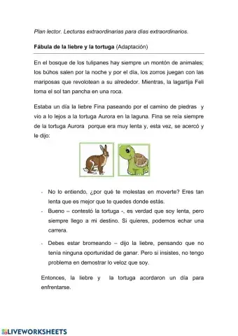 Fábula -La liebre y la tortuga-